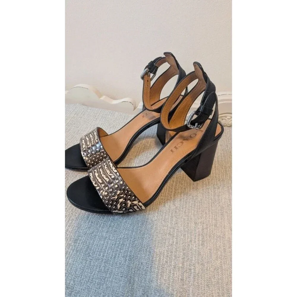 Coach Paige Snake Skin Ankle Heels Size 6.5